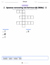 Spaanse verovering van het Incarijk afdrukbare werkblad voorbeeld