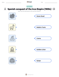 Spanish conquest of the Inca Empire (1530s) printable worksheet preview