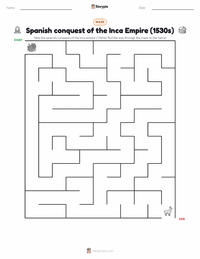 Spanish conquest of the Inca Empire (1530s) printable worksheet preview