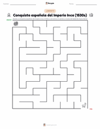 Vista previa de la hoja de trabajo imprimible de Conquista española del Imperio inca