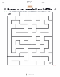 Spaanse verovering van het Incarijk afdrukbare werkblad voorbeeld