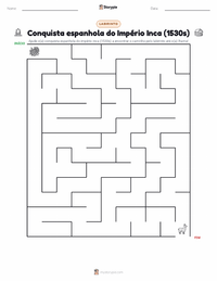 Prévia da folha de atividades imprimível Conquista espanhola do Império Inca
