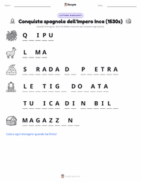 Scheda stampabile di Conquista spagnola dell'Impero Inca per bambini