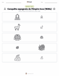 Aperçu de la feuille de travail imprimable Conquête espagnole de l'Empire inca