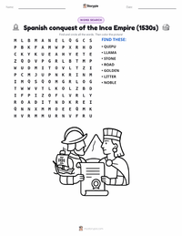 Spanish conquest of the Inca Empire (1530s) printable worksheet preview