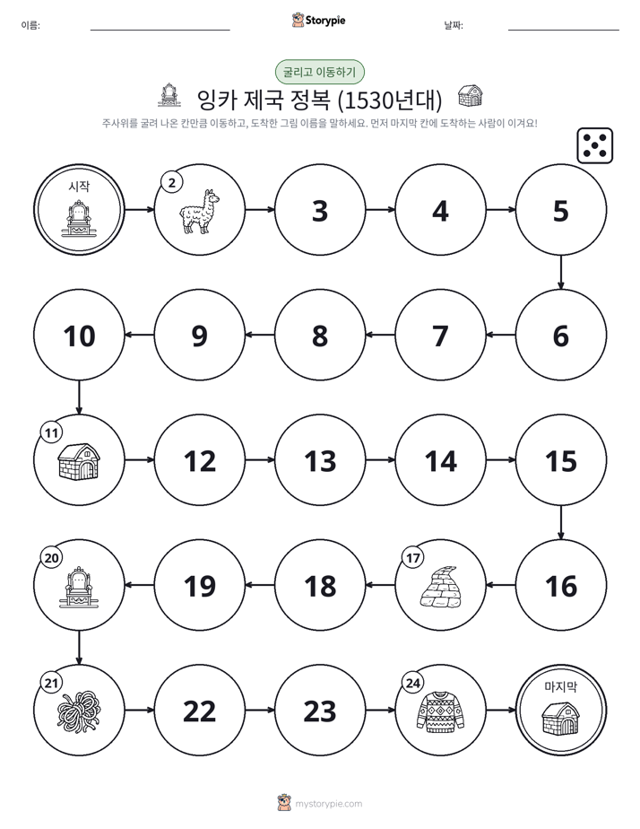 주사위 굴리고 이동하기 게임