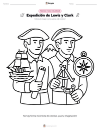 Página para colorear de Expedición de Lewis y Clark para niños