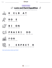 Lewis and Clark Expedition printable worksheet preview