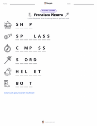 Francisco Pizarro printable worksheet preview