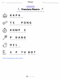 Prabaca lembar kerja cetak Francisco Pizarro
