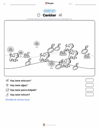 Canlılar yazdırılabilir çalışma sayfası önizlemesi
