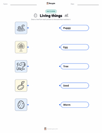 Living things printable worksheet for kids