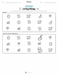 Living things printable worksheet preview