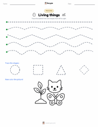 Living things printable worksheet preview