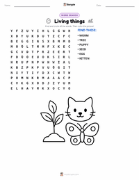 Living things printable worksheet preview