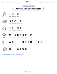 Antonie van Leeuwenhoek druckbare Arbeitsblatt Vorschau