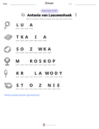 Podgląd drukowalnego arkusza ćwiczeń Antonie van Leeuwenhoek