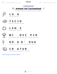 Prévia da folha de atividades imprimível Antonie van Leeuwenhoek