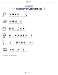 Antonie van Leeuwenhoek yazdırılabilir çalışma sayfası önizlemesi