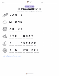 Mississippi River printable worksheet preview
