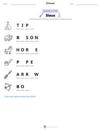 Sioux printable worksheet preview