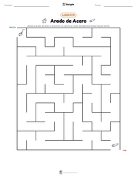 Vista previa de la hoja de trabajo imprimible de Arado de Acero