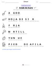 Vista previa de la hoja de trabajo imprimible de Arado de Acero