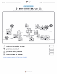 Vista previa de la hoja de trabajo imprimible de Suroeste (EE. UU.)