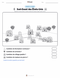 Aperçu de la feuille de travail imprimable Sud-ouest (États-Unis)