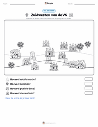 Zuidwesten (V.S.) afdrukbare werkblad voorbeeld