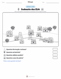 Prévia da folha de atividades imprimível Sudoeste (EUA)