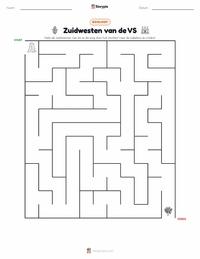 Zuidwesten (V.S.) afdrukbare werkblad voorbeeld