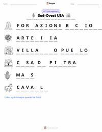 Anteprima della scheda stampabile di Sud-ovest (Stati Uniti)