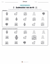 Zuidwesten (V.S.) afdrukbare werkblad voorbeeld