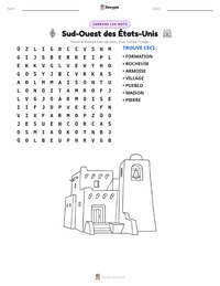 Aperçu de la feuille de travail imprimable Sud-ouest (États-Unis)