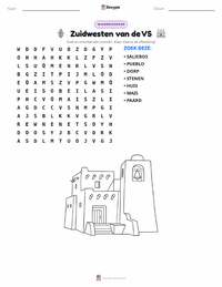 Zuidwesten (V.S.) afdrukbare werkblad voorbeeld