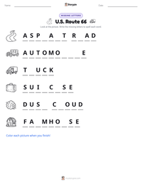 U.S. Route 66 printable worksheet preview