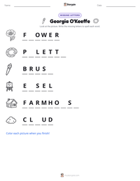 Georgia O'Keeffe printable worksheet preview