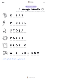 Podgląd drukowalnego arkusza ćwiczeń Georgia O'Keeffe