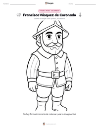 Página para colorear de Francisco Vásquez de Coronado para niños