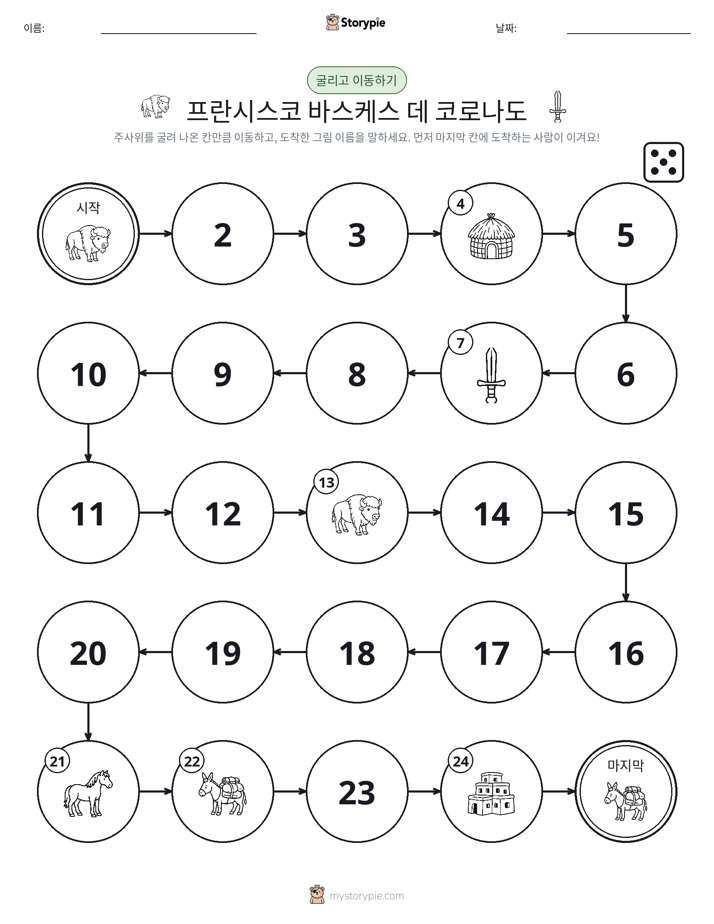 주사위 굴리고 이동하기 게임