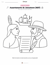 Página de colorir Assentamento de Jamestown (1607) para crianças