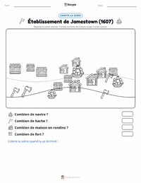 Aperçu de la feuille de travail imprimable Colonie de Jamestown (1607)
