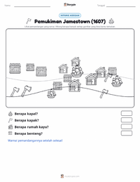Prabaca lembar kerja cetak Pemukiman Jamestown (1607)