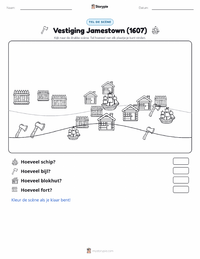 Jamestown Nederzetting (1607) afdrukbare werkblad voorbeeld