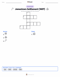 Jamestown Settlement (1607) printable worksheet preview