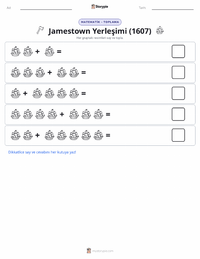 Jamestown Yerleşimi (1607) yazdırılabilir çalışma sayfası önizlemesi