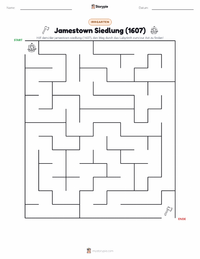Jamestown-Siedlung (1607) druckbare Arbeitsblatt Vorschau