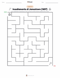 Anteprima della scheda stampabile di Insediamento di Jamestown (1607)