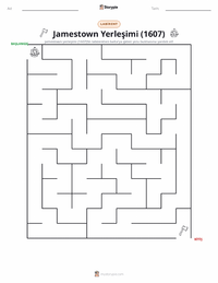 Jamestown Yerleşimi (1607) yazdırılabilir çalışma sayfası önizlemesi
